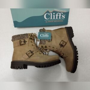 Cliffs Women's Sweater Combat Boots Ankle Trim Moto Style Size10 $89